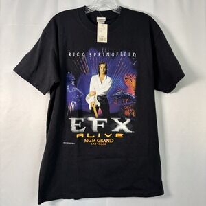 VTG NWT '01 Rick Springfield EFX Alive MGM Grand Las Vegas Graphic T‎ Shirt Med